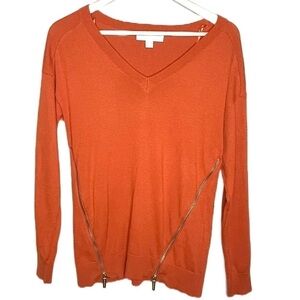 MICHAEL michael kors orange v neck zip sweater